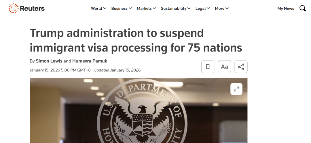 通知！美国暂停75国移民签证，中国申请人不受影响