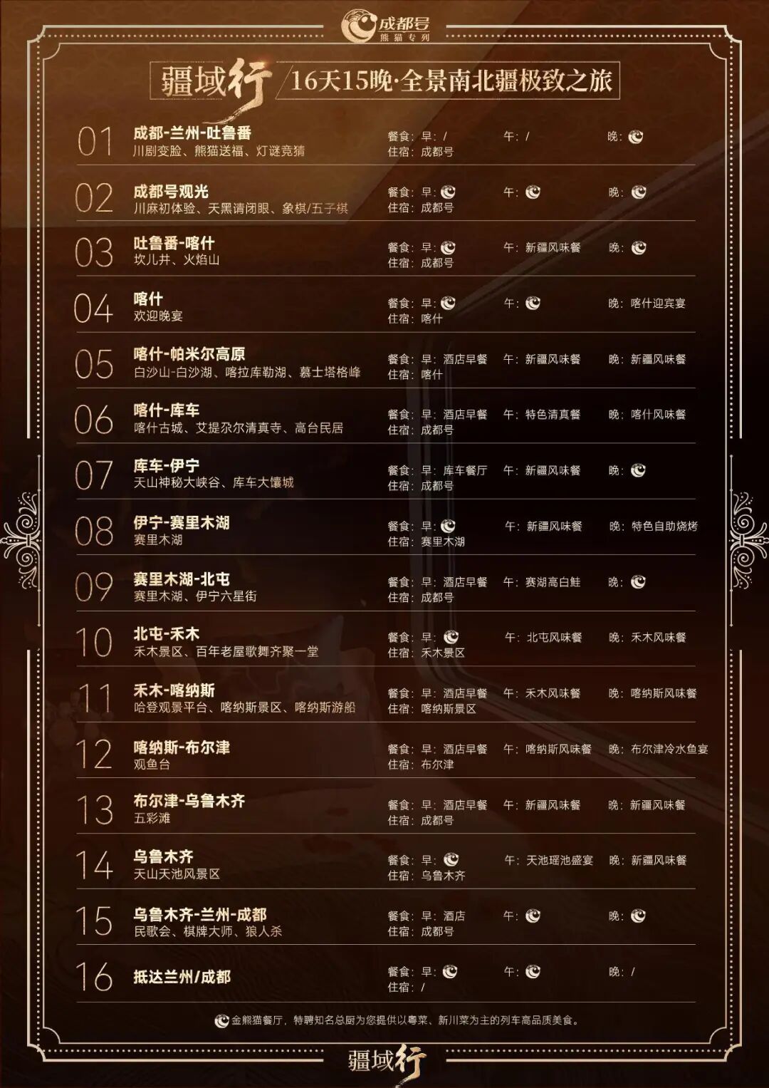 熊猫专列·成都号16天新疆之旅！移动观光列车南北疆全景游